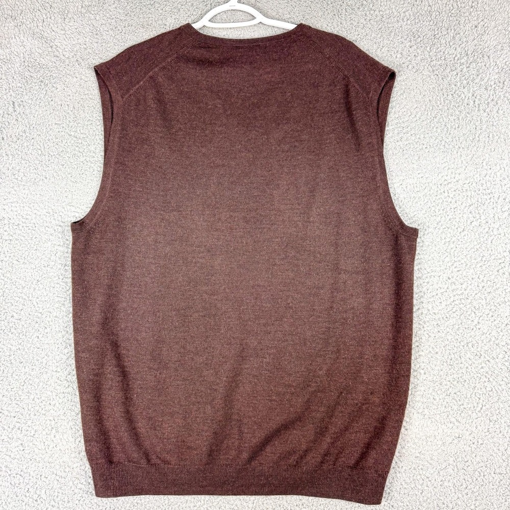 Jos A Bank Sweater Vest Mens 2XL Brown Merino Wool V‎ Neck Traveler Collection - Picture 3 of 6